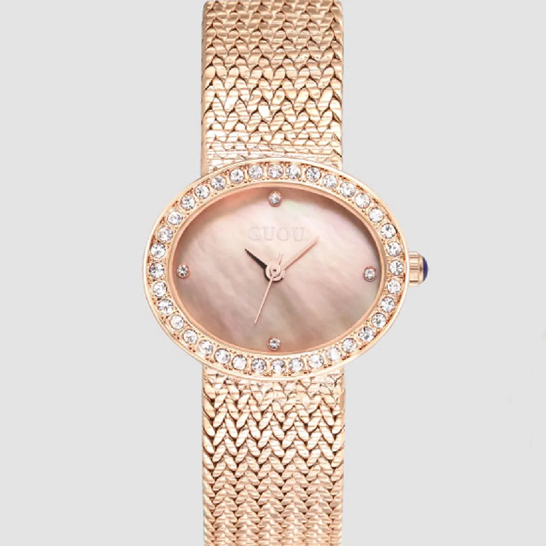Fashion GUOU Top Luxury Brand Diamond Women Jewelry Watches Vintage Oval Watch Full Steel Bracelet Wrist Business Analog Clocks