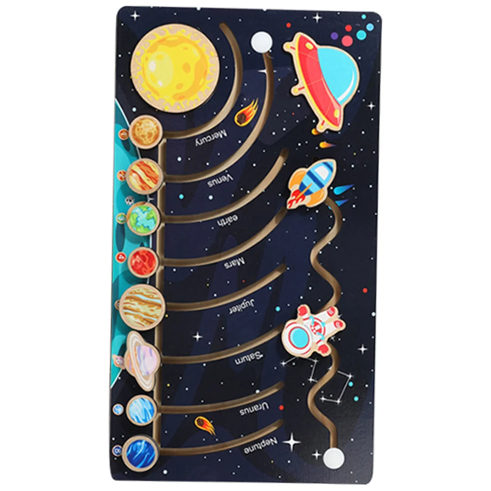 

1 Set Movable Solar System Puzzle Wooden Space Toy Planets Puzzle for Kids Preschool Learning Activities