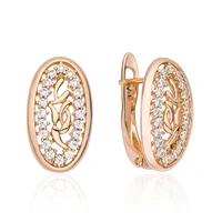 hanreshe rose gold color woman%e2%80%99 earrings beautifully engraved cutout embedded crystals drop earrings engagement gift