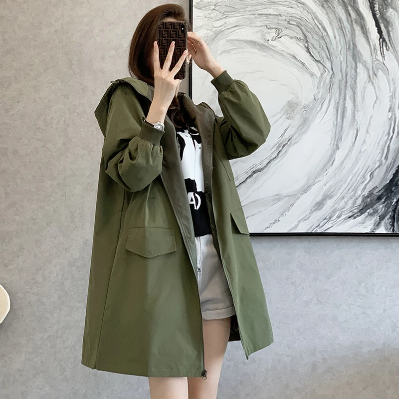 

SuperAen 2023 Autumn New Korean Windbreaker Women's Zipper Loose Style Coat