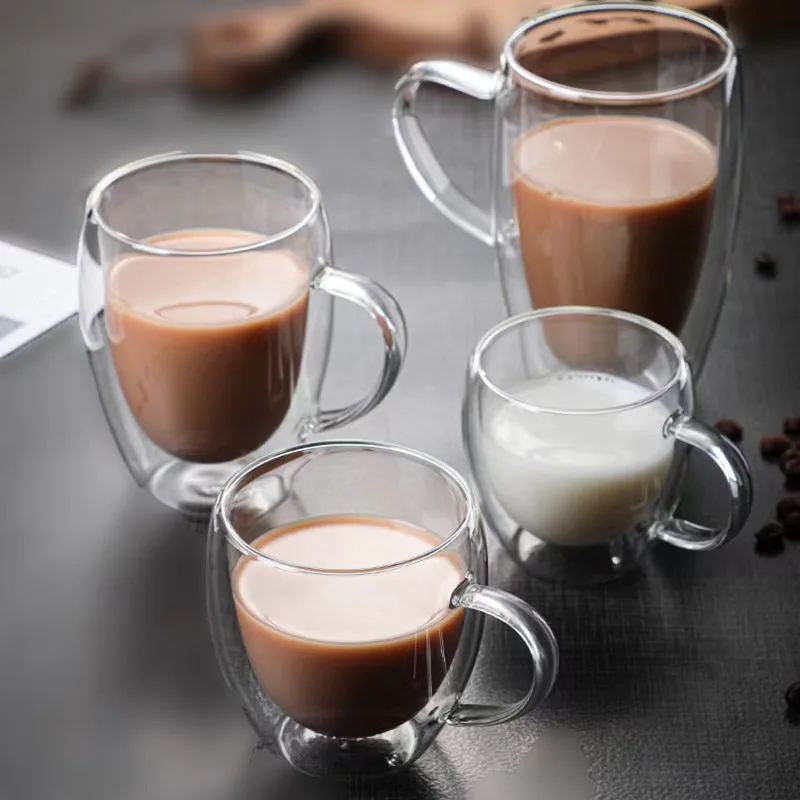

Double Wall Glass Cup Heat Resistant Transparent High Borosilicate Mug Tea Milk Lemon Juice Coffee Cup Gift Creativity Drinkware