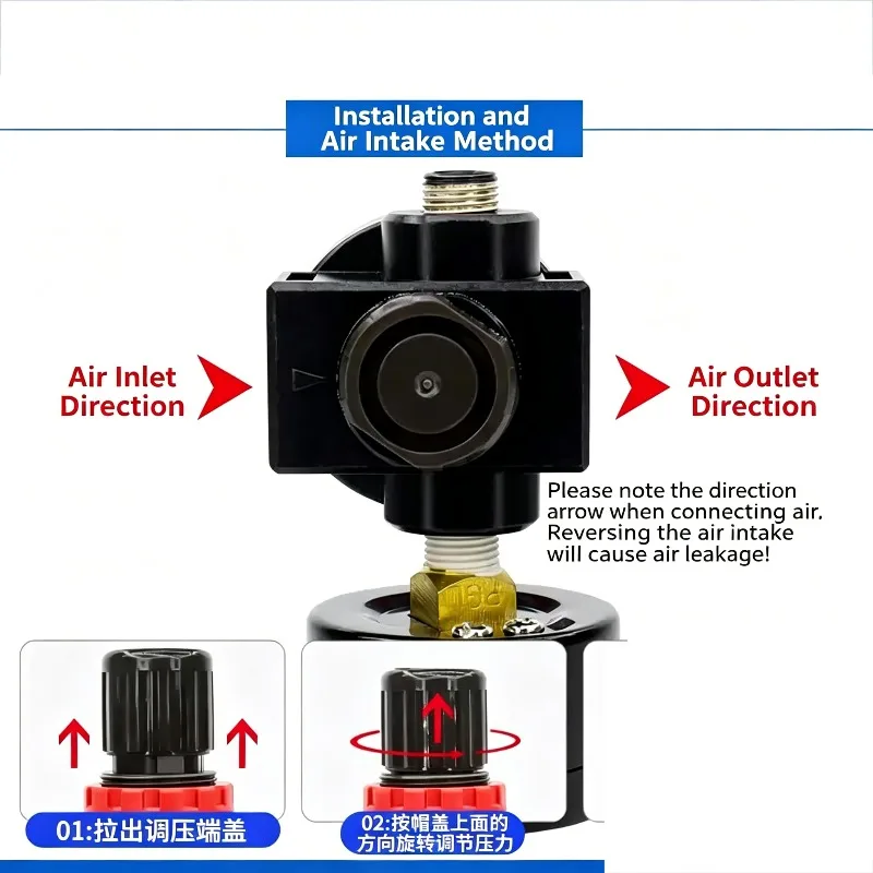 Фото Регулятор давления воздуха AR2000 AR3000 G1/4'' 6мм 8мм 10мм 12мм для компрессора с фитингами №5