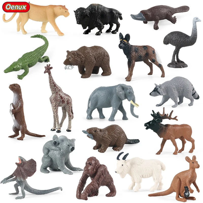 

Oenux Miniature Wild Animals Model Set Forest Lizard Elephant Deer Action Figure Figurines Cute Cake Toppers Educational Kid Toy