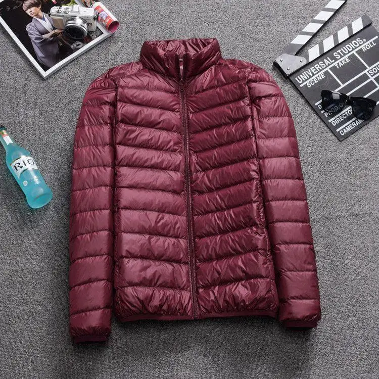 Autumn and Winter Light Down Padded Jacket Men's Cropped Stand Collar Hood Young and Middle-aged Lightweight Thin Coat