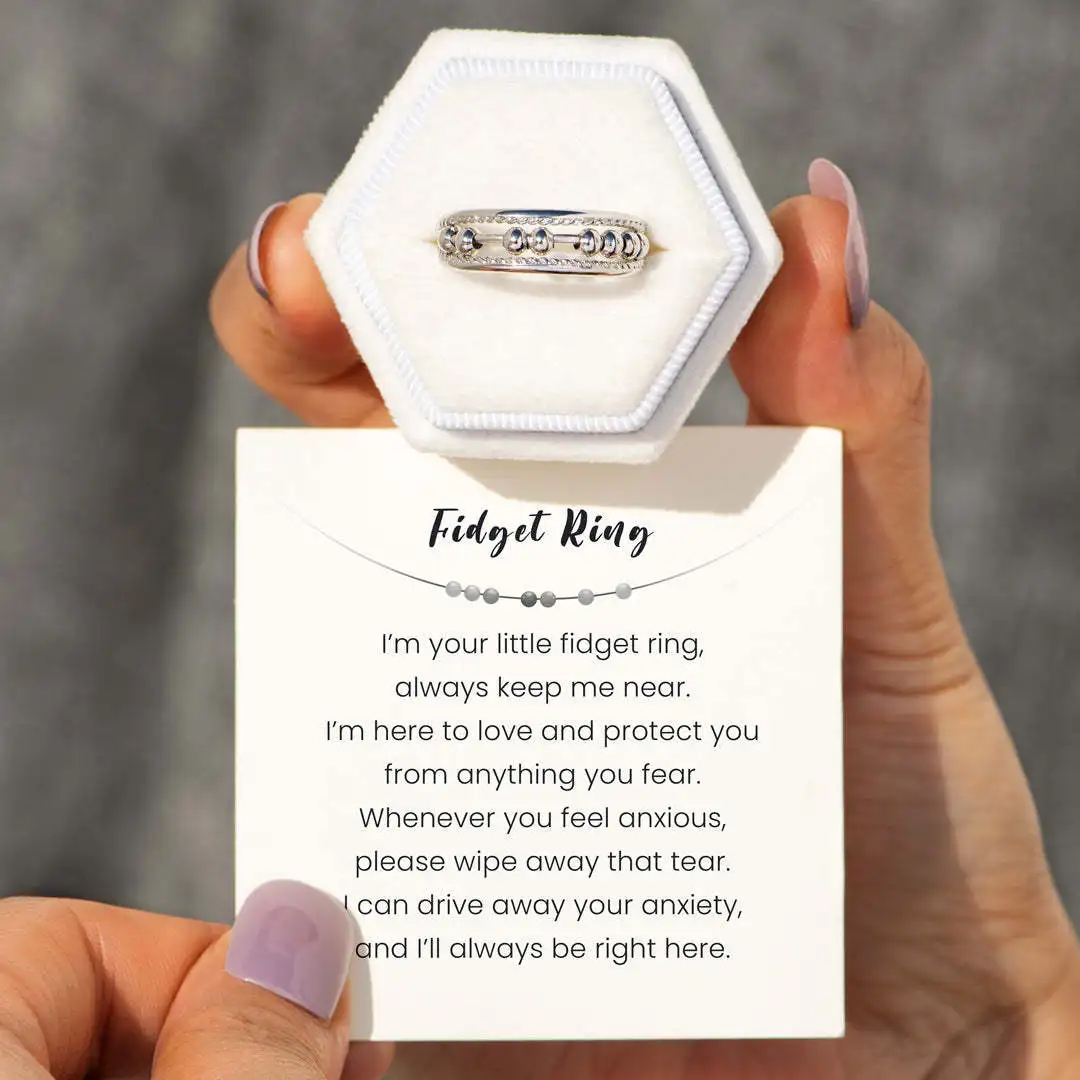 

Anxiety Stress Fidget Ring with Wish Card to My Daughter Granddaughter Christmas Gift Adjustable Wrap Rings ANXIETY RELIEF TOOL