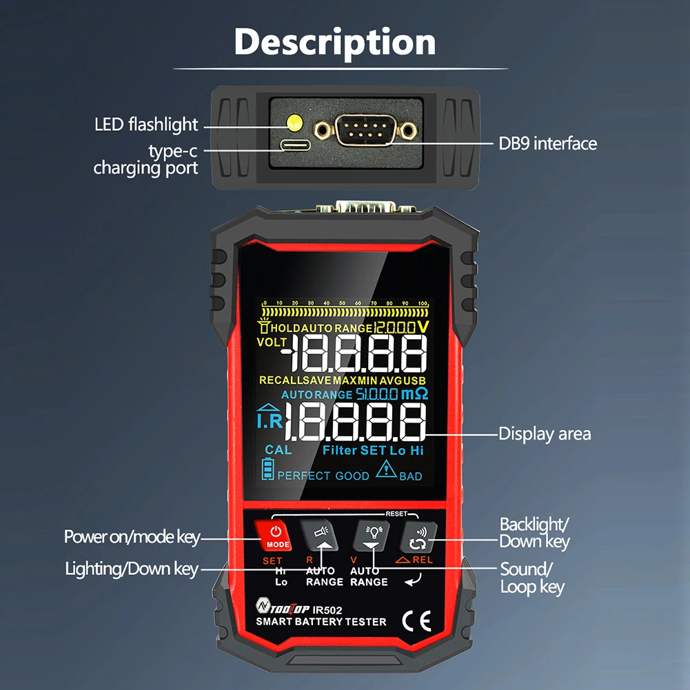 IR500/IR502 Внутренний Омметр Батареи 120 В 4-проводной Тест Для Измерения Калибровки