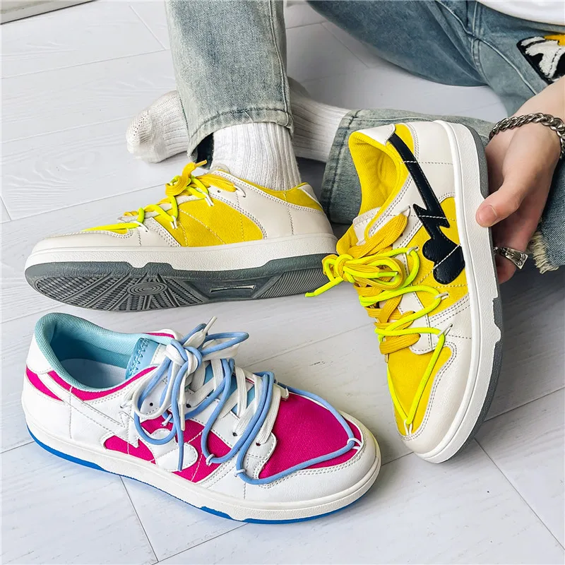 Autumn New Trend Pink Colorful Mens Skate Shoes Trainers Outdoor Hip Hop Low Designer Shoes Men Sneakers Skateboard Baskets 2022