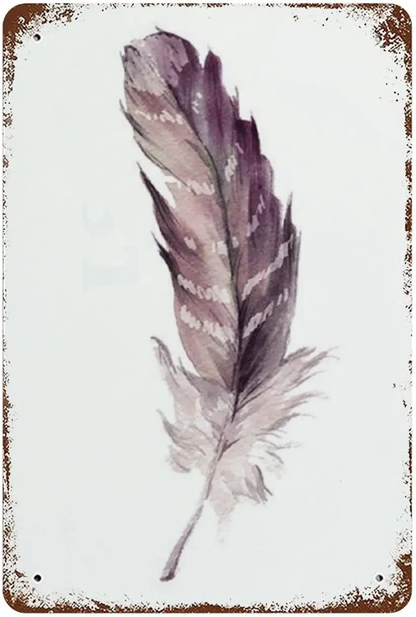 Металлическая Оловянная вывеска на стену с принтом перьев
