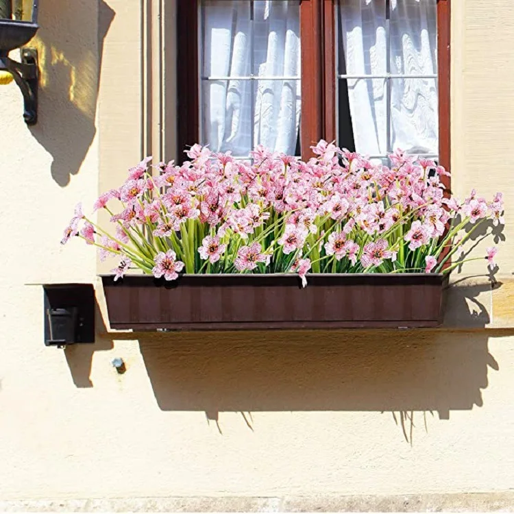 

Artificial Outdoor Flowers,20 Bundles UV Resistant Fake Flowers,Violet Plastic Flowers Greenery Plants,Garden Porch Window Box