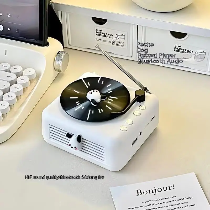 Vintage bluetooth speaker mini vinyl record player birthday gift for girlfriend cute ornament portable small tone