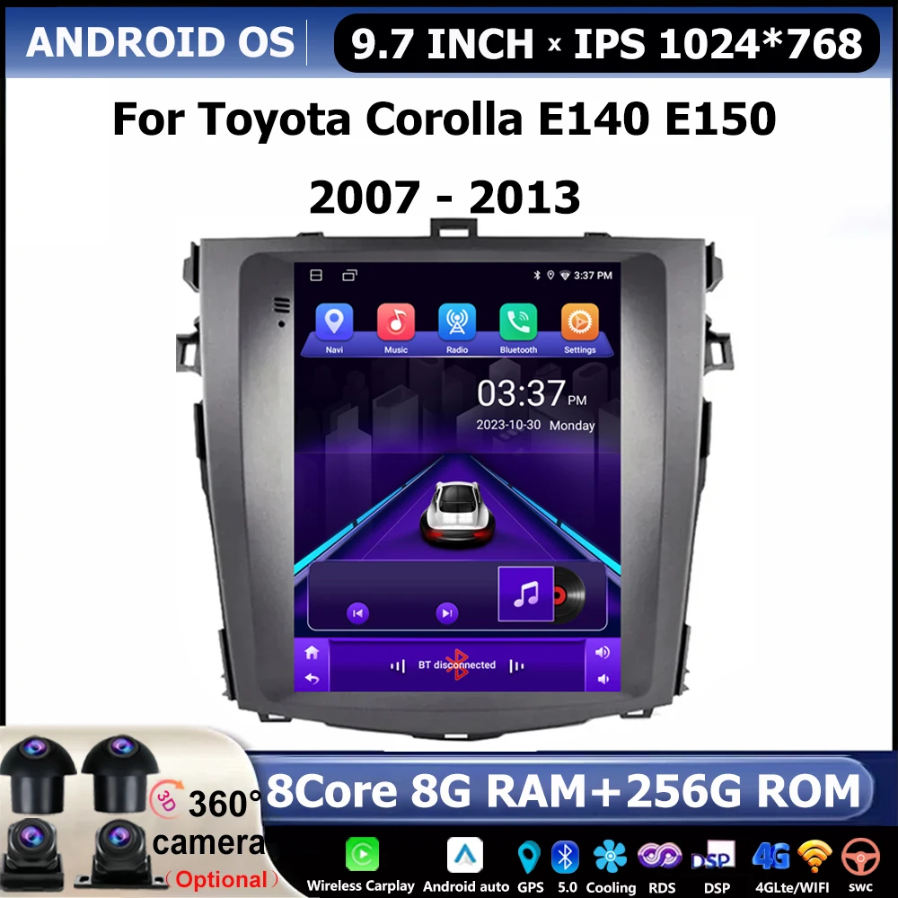 9 7 ''для Toyota Corolla E140 E150 2007 - 2013 авто Carplay Android мультимедийный видеоплеер