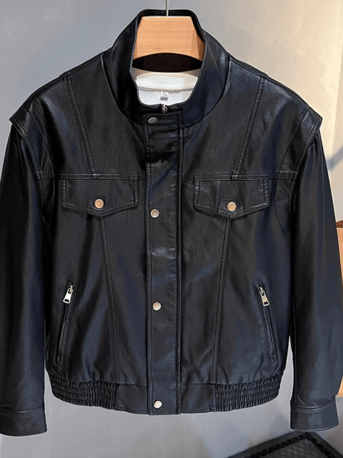 Осенняя новая модная брендовая мотоциклетная короткая кожаная куртка Ruoshuai