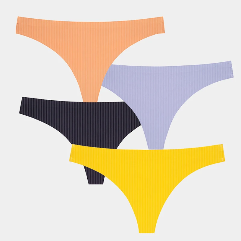 

Low-Rise T-back Seamless Panties Sexy Women Thongs G String Rib Girls Briefs Solid Color Soft Casual Lingerie Stringi Damskie
