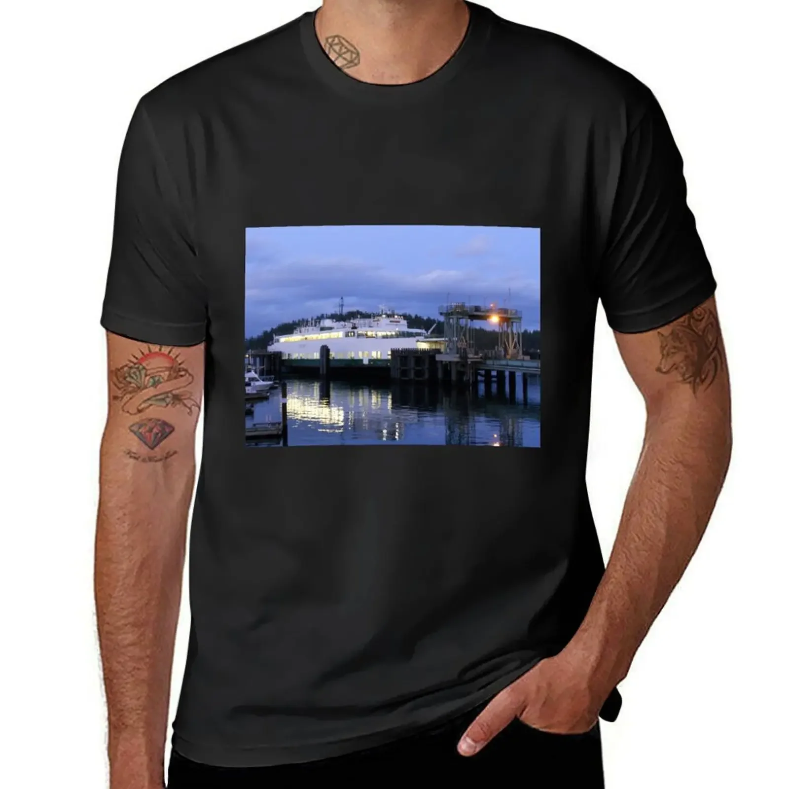 Футболка Ferry - Friday Harbor WA одежда в стиле хиппи рубашки мужская с рисунком