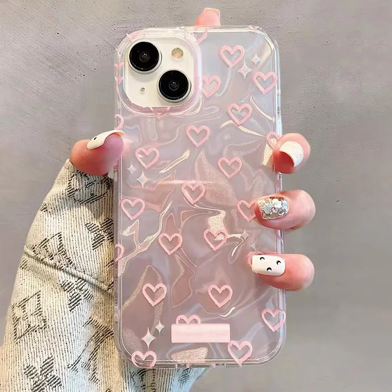 Чехол с жемчужной цепочкой в форме сердца для Redmi Note 13 12 11 10 9 Pro 12s 10s 11s 9s 13C 14C 12C 10C 4G