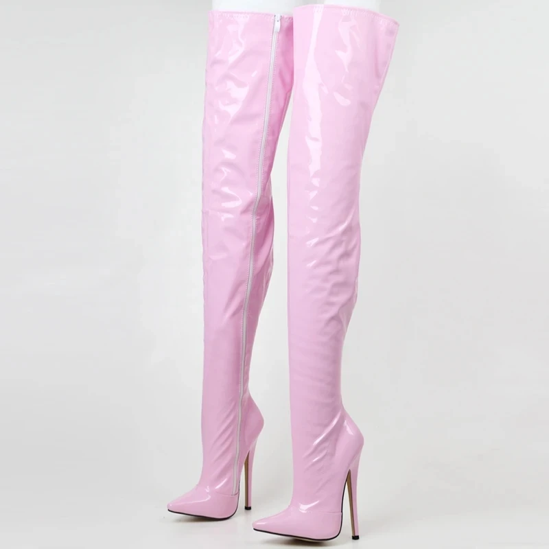 Women Slim Over-the-Knee Boots 18CM Super High Heel Pointed Toe Side Zipper 2023 Fashion Sexy Fetish Crotch Long Boots