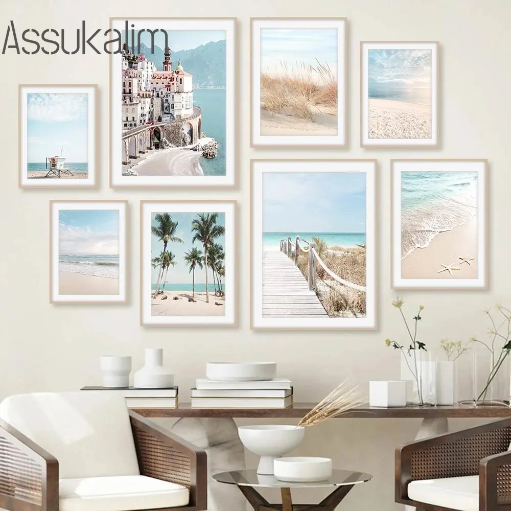 

Coconut Tree Wall Pictures Bridge Beach Canvas Painting Castle Print Poster Hay Reed Art Prints Nordic Posters Living Room Decor