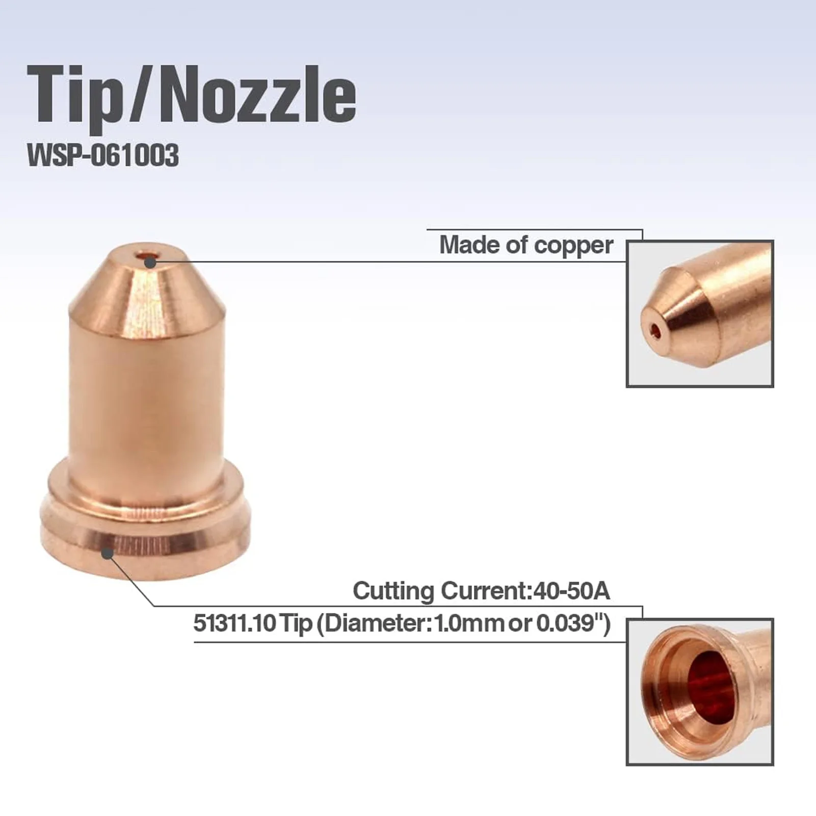 51311 Наконечник плазменного электрода 52558 P1.3 Сопло Латунные расходные материалы