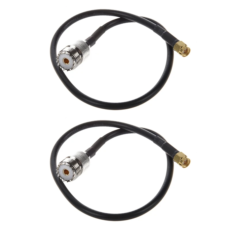 

2X SMA Male To UHF Female Connector Pigtail Cable Black 40CM