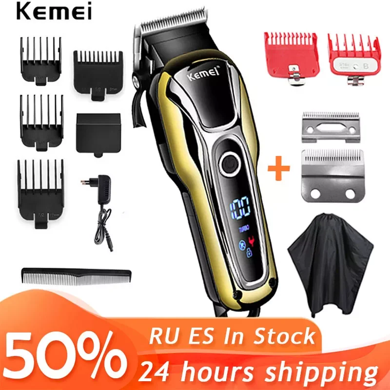 Kemei Electric Hair clipper for men professional electric hair trimmer Cordless hair cutting LCD Display Barber Machine barber enlarge