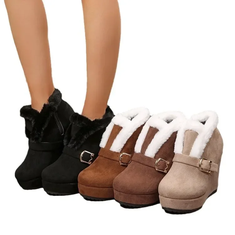 Внешняя торговля женские ботинки большого размера новинка 2024 зимние на меху