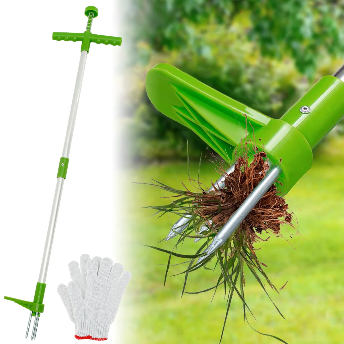 

39inch Weed Puller Stand Up Manual Weed Removal Tools Long Handle Weeder Hand Tool with Stainless Steel Claw Sturdy Lightweight