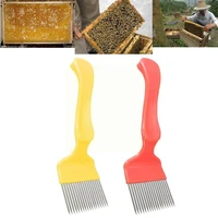 18 pin bee honey forks straight needles uncapping forks handle steel sparse comb honey tools rake beekeeping shovel f5d7