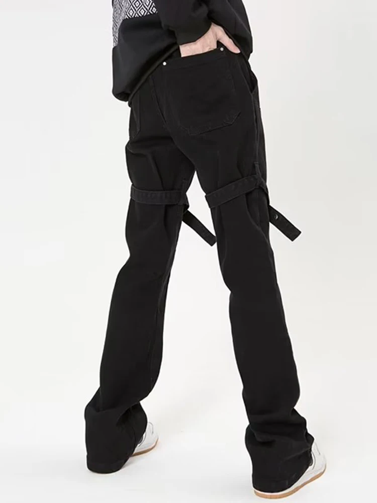 Four Seasons Men's Jeans Korean Trend Letter Print Loose Raw Edge Jeans Hip Hop Design Trousers Streetwear Ins Hot Sale JEANS