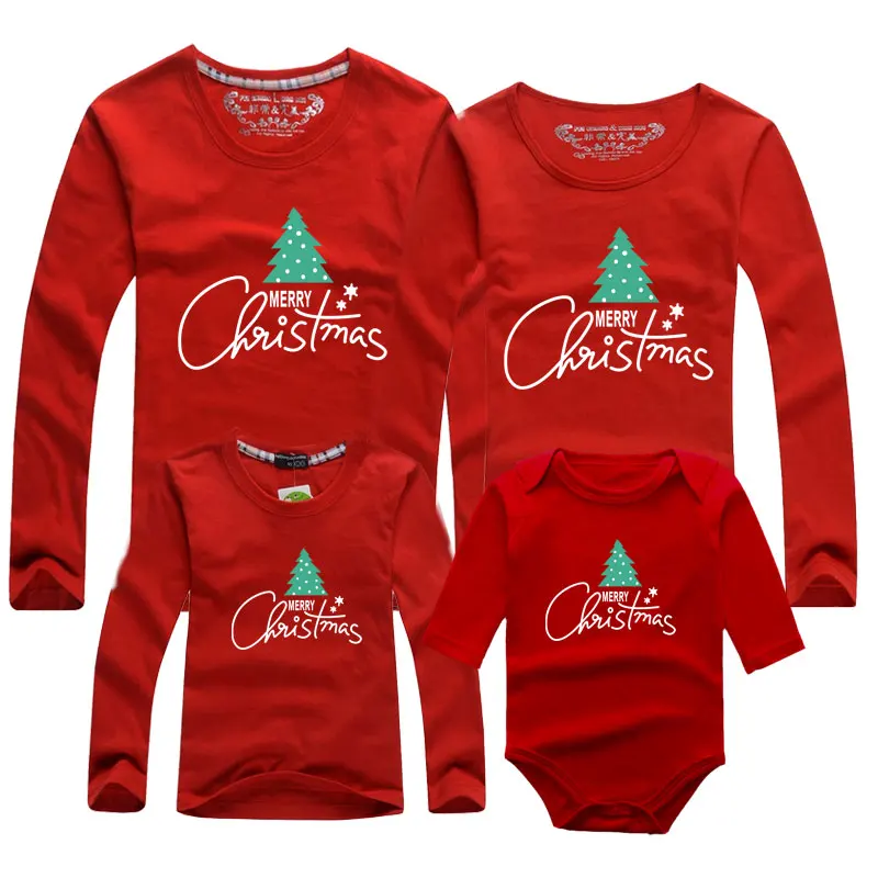 Новинка 2024 Рождественская футболка Семейные комплекты детский комбинезон