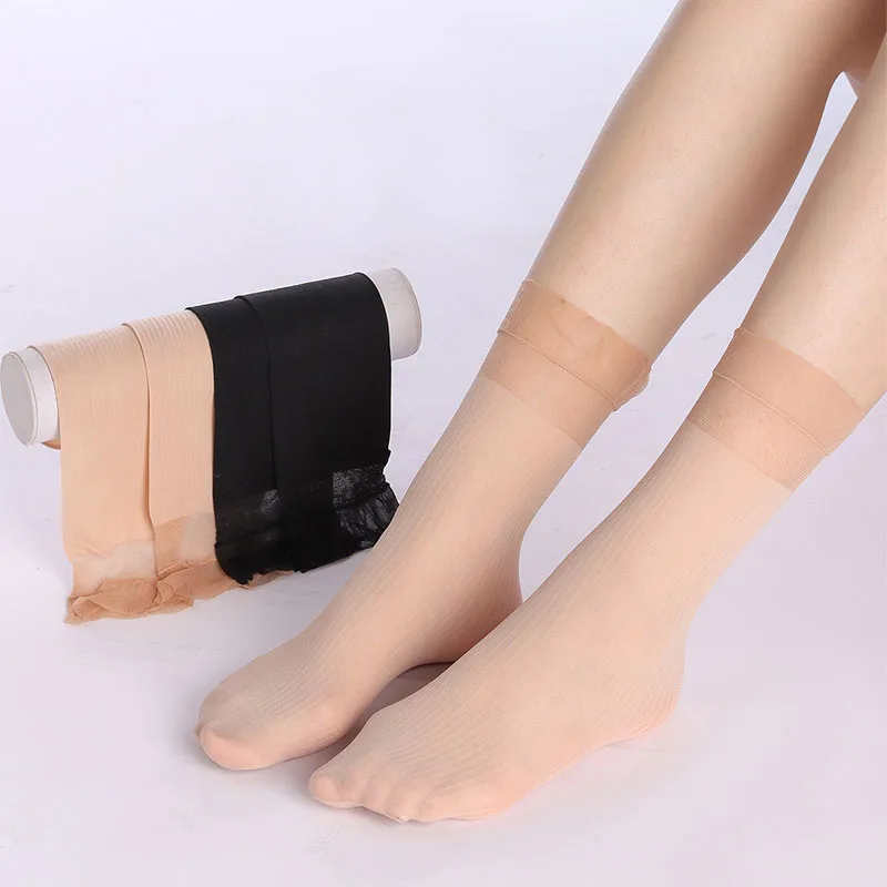 5Pairs Women Socks Velvet Silk Soft Transparent Ultrathin Breathable Short Sock Lace Elastic High Quality Comfortable Female Sox