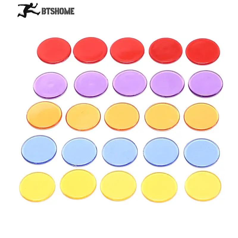 

50 шт. карманные мини-чипы для покера, маленький диск, пластиковые прозрачные цветные чипы для покера, круглые чипы для бинго