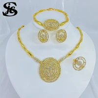 fashion jewelry 2022 italy gold necklace fine jewelry set for women round earrings fashion banquet wedding party accessories