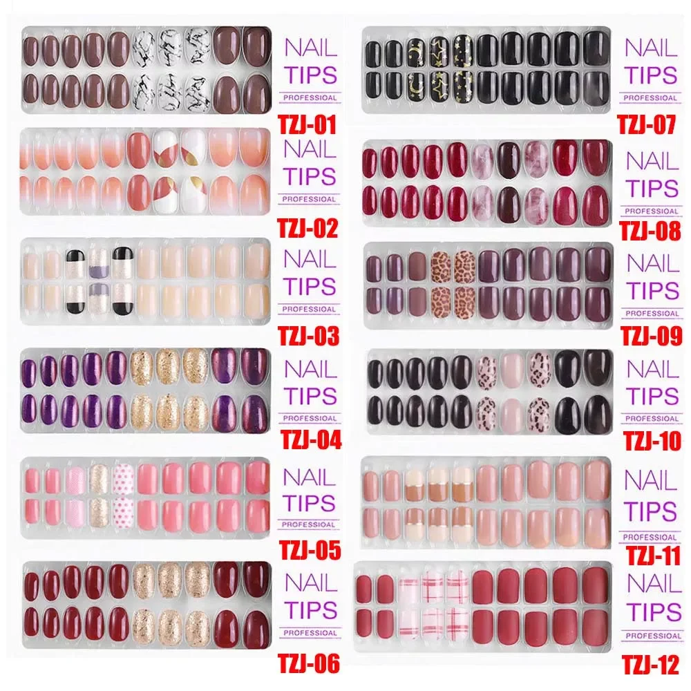 

NEW NEW 30pcs Short Round Head False Nails Full Cover Artificial Acrylic Nail Tips Wearable Winter Cute Design Fake Nails