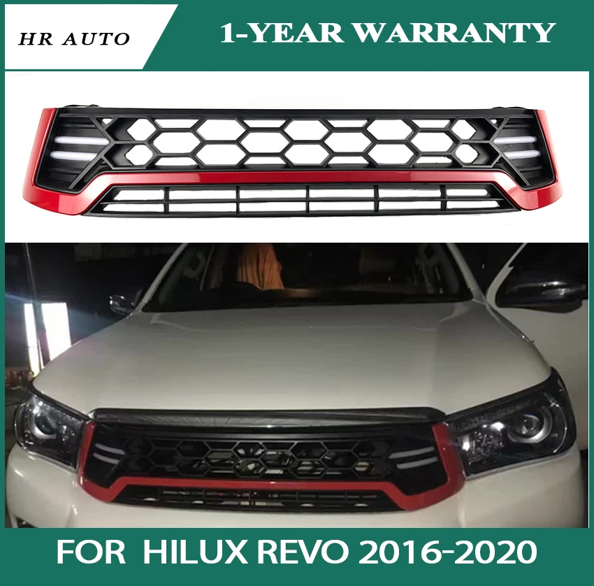 Подходит для Toyota Hilux Revo 2016-2020 аксессуары спереди гонки гриль с светодиодный Raptor