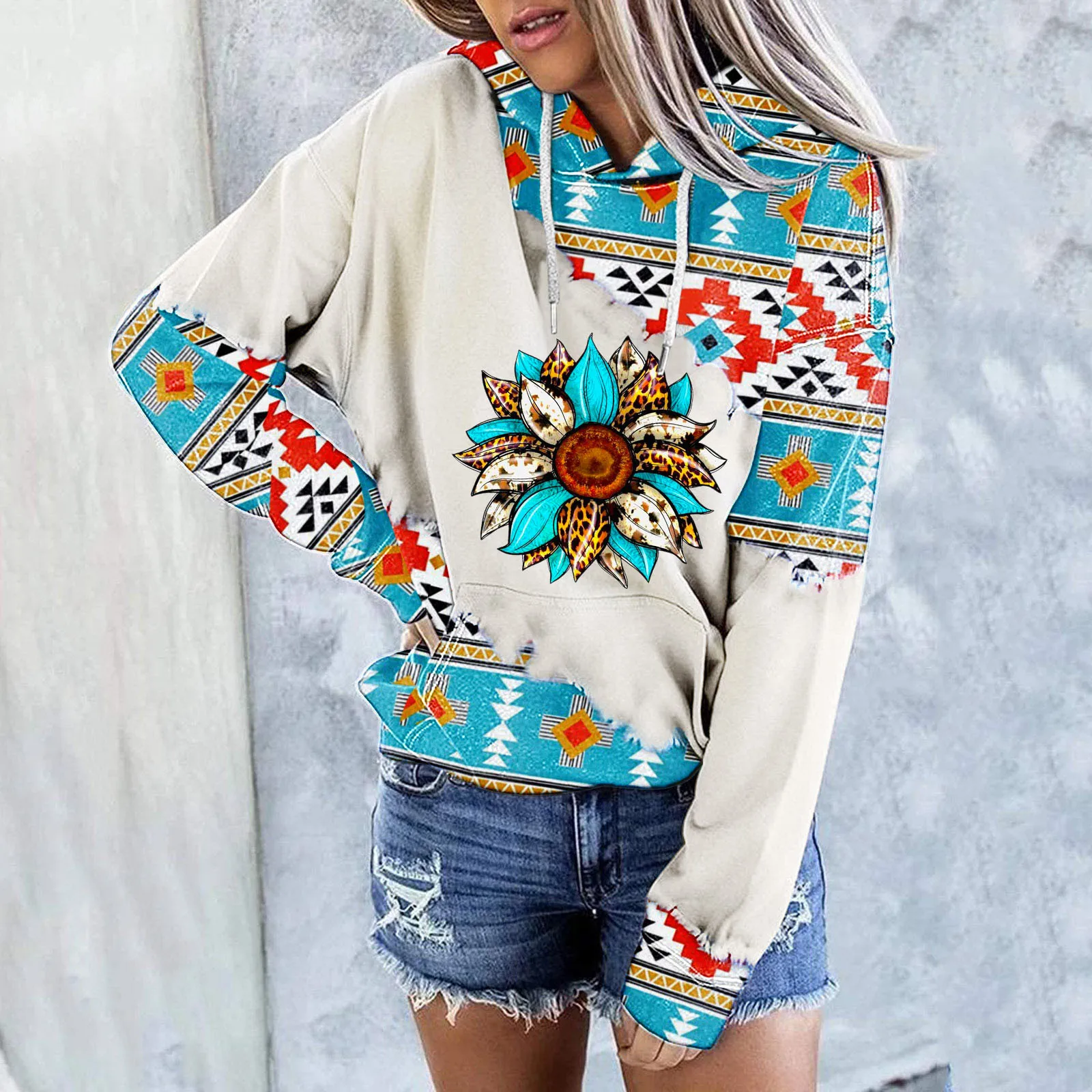 

Толстовки для женщин, Осенний Повседневный Свободный Топ, свитшот, модная рубашка с длинным рукавом и принтом, пуловер с длинным капюшоном, ...