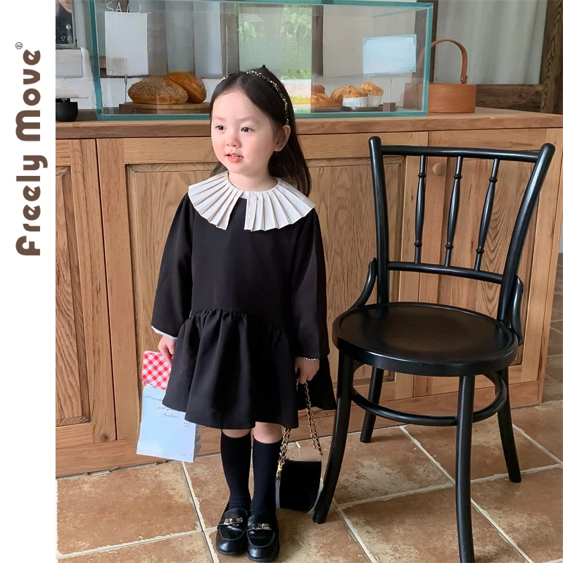 

Freely Move Children Fashion Princess Dress 1-7 Y Baby Girl Spring Autumn Peter Pan Collar Dress Newborn Infant Casual Clothes