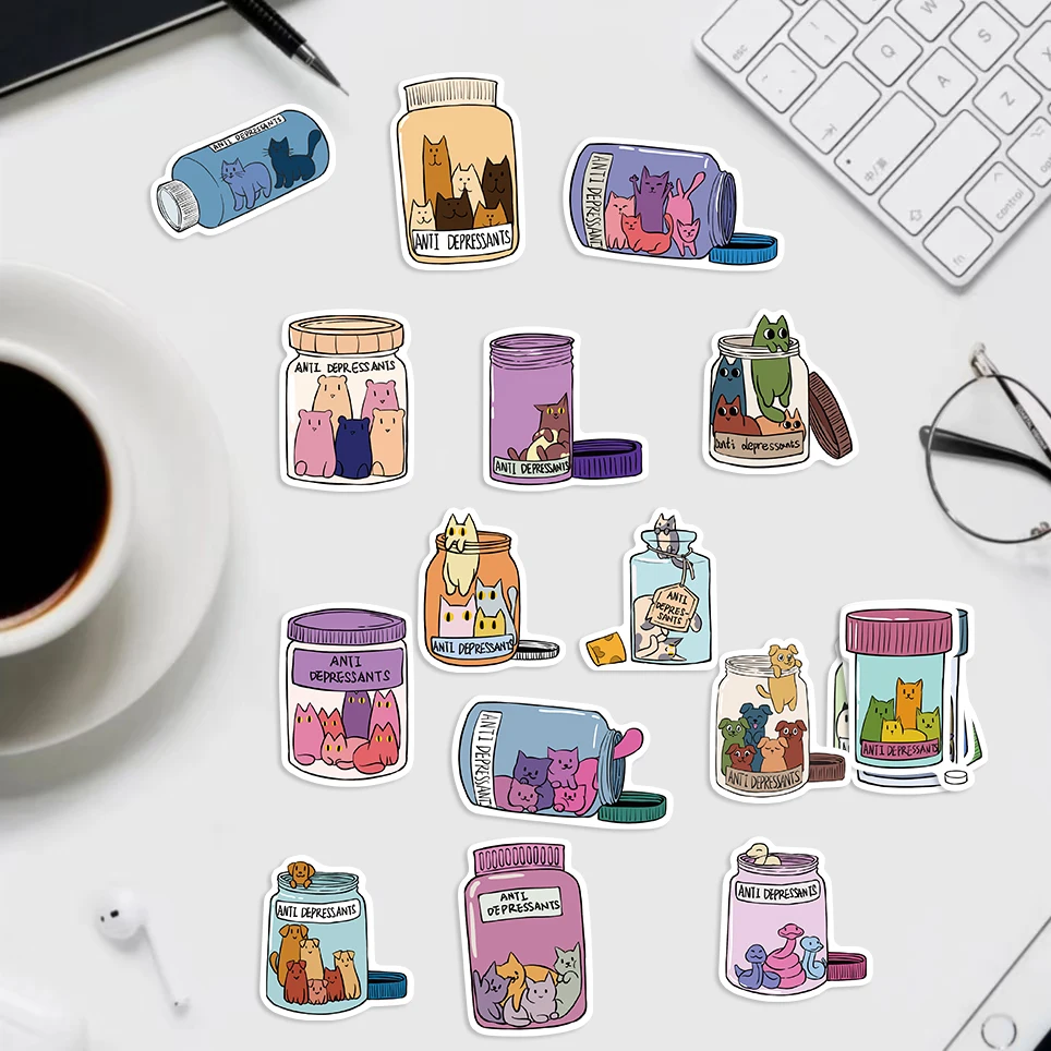 50 шт. антидепрессионные наклейки с кошками и животными сделай сам телефон гитара
