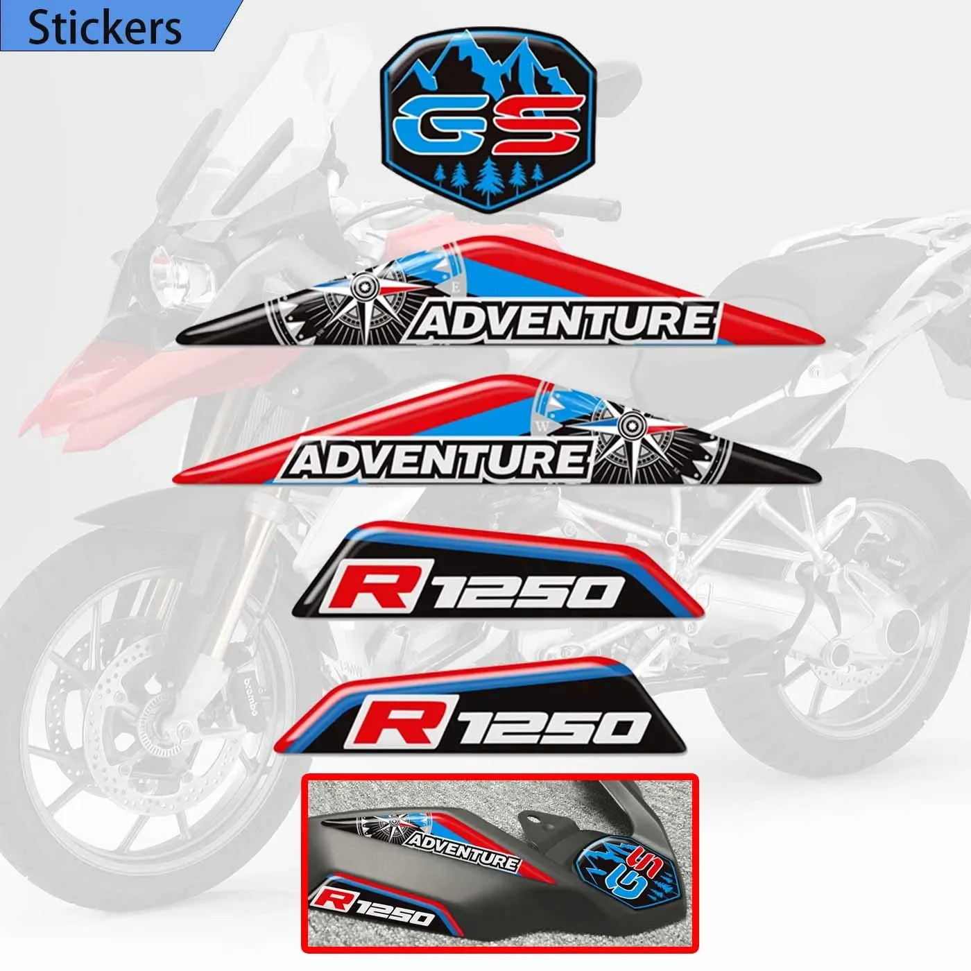 Фото Подходит для BMW R1250GS LC ADV R 1250 GS HP, наклейки для мотоциклов, приключенческий передний клюв, обтекатель, удлинитель колеса, крышка №1
