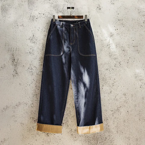 Женские прямые джинсы Maden синего цвета