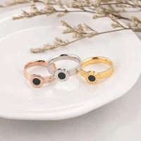 retro simple black round roman numeral ring titanium steel womens hand jewelry