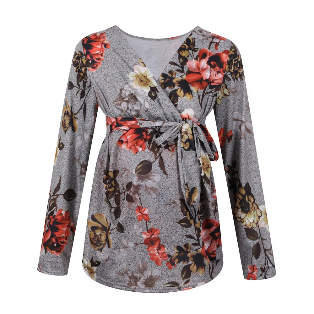 

Maternity Long Sleeve Nursing Tops Autumn Winter Women Breastfeeding Hoodie Patchwork Sweatshirt With Pockets Pregnancy Clothing