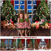 winter snow christmas photography backdrops red curtain window photo props xmas tree gift decor kids family portrait photoshoot