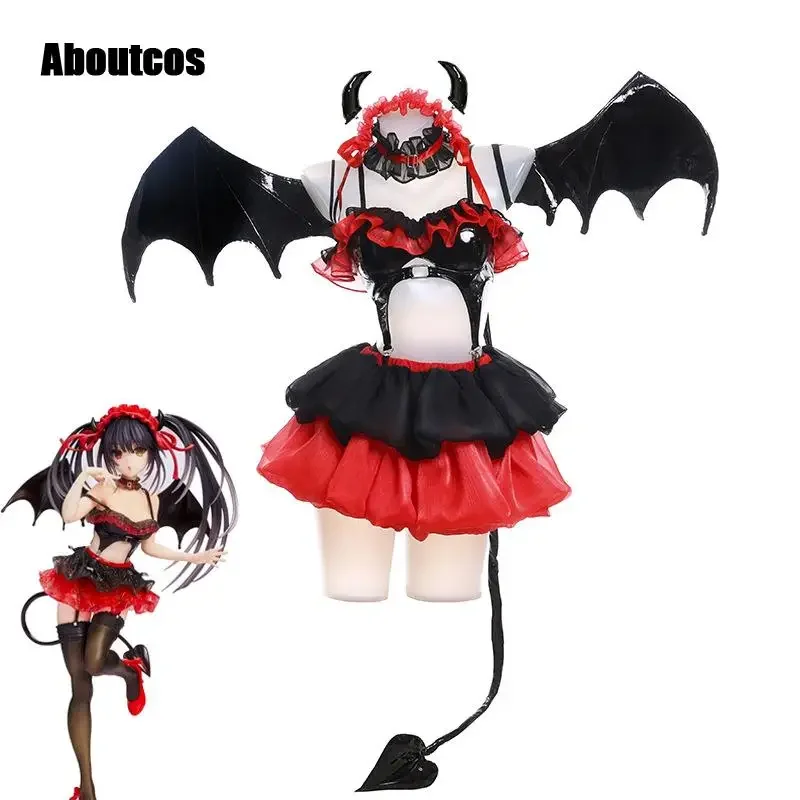 Date A Live Kurumi Tokisaki Little Костюм для косплея дьявол Sexy Woman полный комплект