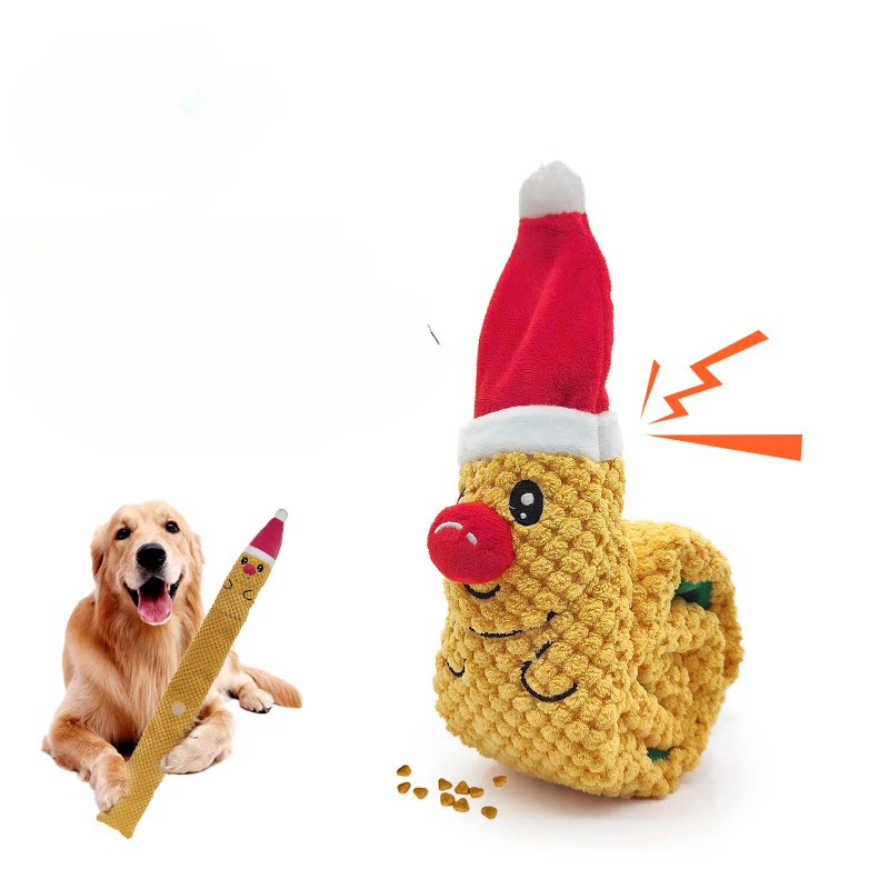

Christmas Plush Elk Dog Toys for Small Dogs Cat Dog Voice Shell Puzzle Toy Bite Resistant Interactive Pet Dog Teeth Chew Toy