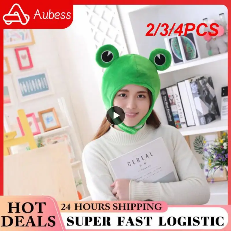 

2/3/4PCS Cute Plush Frog Hat Winter Scarf Cap Ears Winter Ski Hat Headgear Novelty Party Christmas Halloween New Year Gift