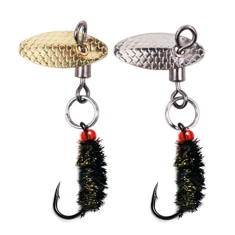 

Rotating Spinner Metal Lure Brass Hard Artificial Spoon Bait Flies Fly Fishing Lures Bait High Carbon Steel Hook Trout Fishing