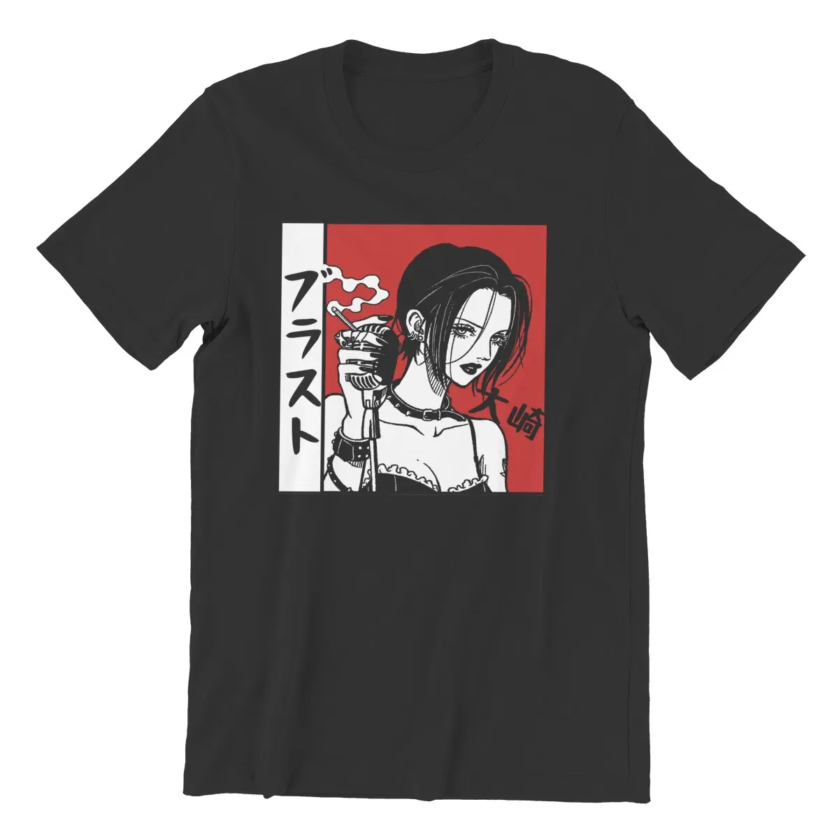 

Мужские футболки с изображением Наны Осаки в стиле панк, черные камни, Аниме Манга, 100% хлопковые топы, забавная футболка с коротким рукавом и круглым вырезом, женская футболка