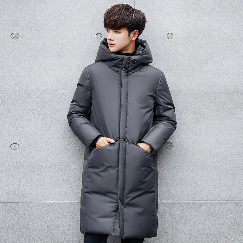 Parkas Long Thicken Windproof Hooded Warm Coat Men White Duck Korean Design Winter Down Jacket