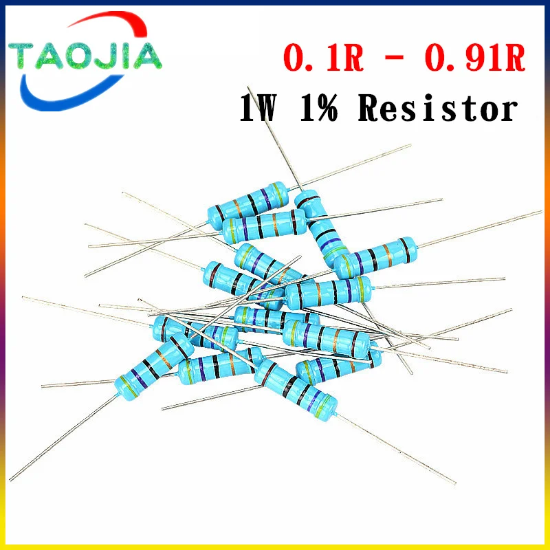 20 шт. 1 Вт 1% металлический пленочный резистор 0.1R 0.12R 0.15R 0.22R 0.27R 0.3R 0.33R 0.39R 0.47R 0.5R 0.56R