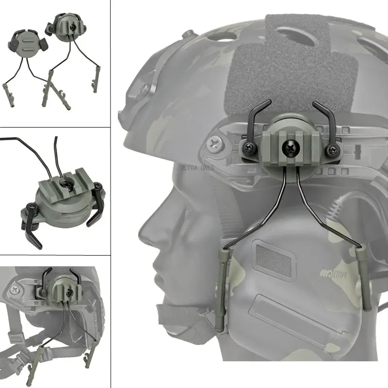 

Tactical Fast Helmet Rail Mounts Military Adapter Headset Holder Set Shooting Helmet Rail Suspension Bracket 360 Rotation